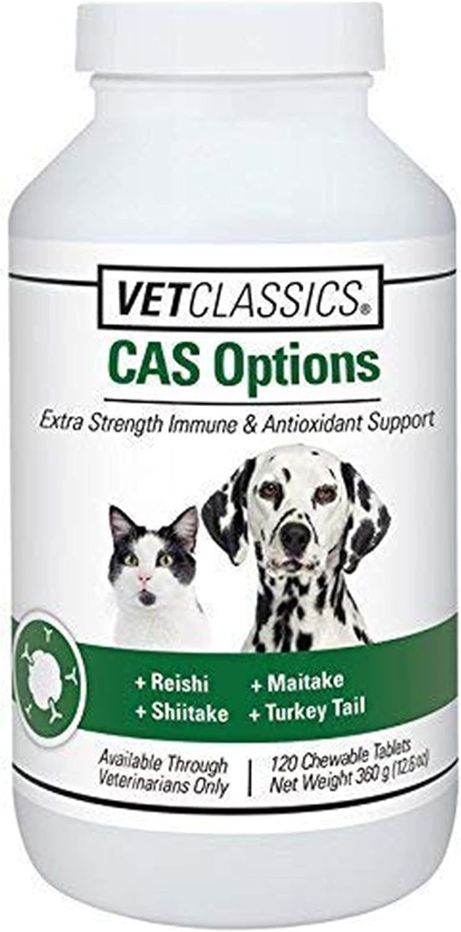 Vet Classics CAS אפשרויות תוספת תמיכה עבור כלבים, חתולים - תוספי בריאות Pet, כלב Antioxidant Care - תוספת-Strength כלב פורמולה - 120 טבליות Chewable