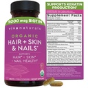 Biotin 5000 mcg Hair Skin נושה ויטמינים לנשים - אורגני וצמחוני - תוספת ידידותי עם ויטמין E, B-Vitamins, Spirulina, Horsetail ו Superfood בלגן כדי לעזור לייצר קרטין - 120 הרוזן הרוזן הרוזן