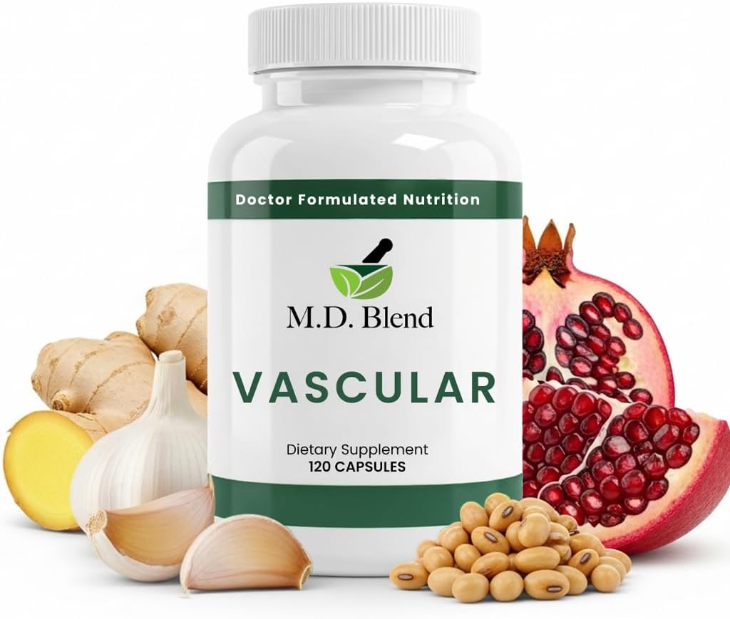 M.D. Vascular - מומחה פורמולה תוספת - Vascular & Total All Goals - זרימה נכונה, מספרים, איזון - Powerful Garlic, ג'ינג'ר, L-Arginine, Pomegranate - 120 קפסולות (Pack of 3)