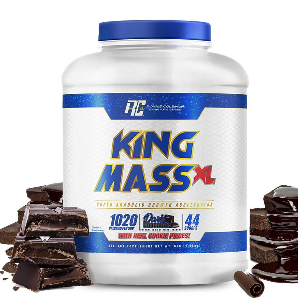 Ronnie Coleman חתימה סדרה המלך Mass XL אבקת חלבון, משקל ושרירים Gainer, 60g חלבון, 180g Carbohydrates, 1,000 + קלוריות Per המשרת, קריטין וגלוטמין, שוקולד, 6 lb