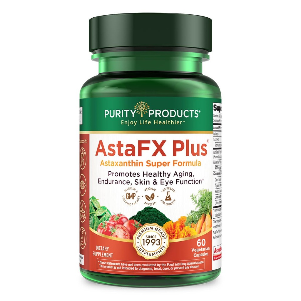 מוצרי Purity AstaFX Plus - Astaxanthin Super Formula - 30 יום אספקה מ- Supports Endurance - מקדם עור בריא - תומך בבריאות חזותית - עד 6,000 פעמים יותר חזק מאשר ויטמין C