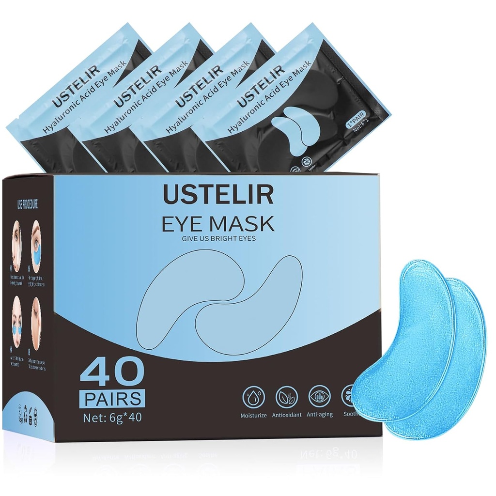 תחת עין פטס, 40 Pairs Eye Mask for Dark Circles, Puffy Eyes, Undereye Bags,Wrinkles,Eye Mask Patches עם Hyaluronic Acid, טיפול בעור עבור גברים ונשים מתנות מתנה