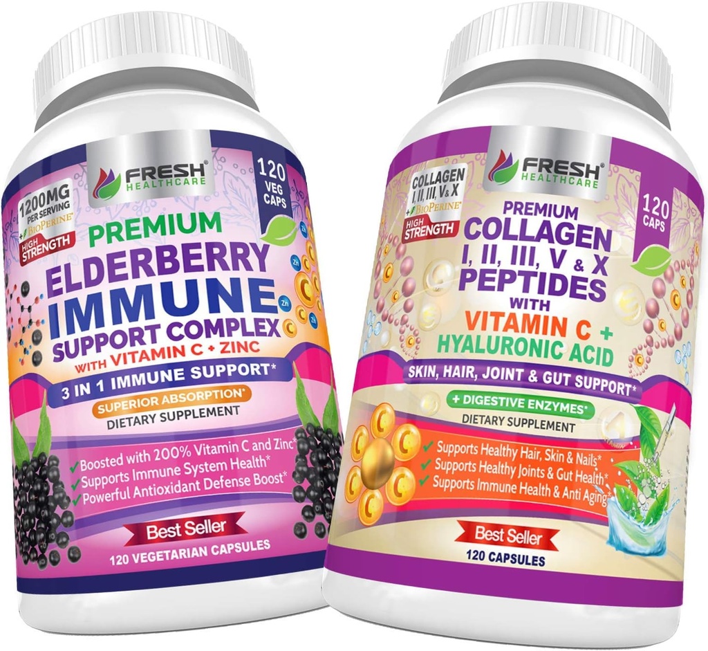FRESHALTHCARE Elderberry Immune Support and Multi Collagen Peptides - Bundle