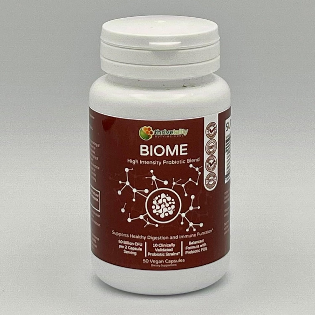 BIOME High Intensity Probiotic על ידי Thrivetality | #1 Physician פורמולה | פרובנס קליני | 10 Proins + Prebiotic | 50 מיליארד CFU