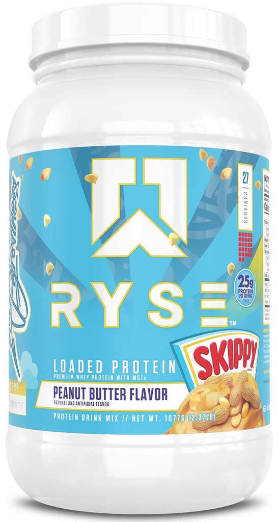אבקת חלבון עמוסה - דלפי בוטנים - 25g Whey Protein Isolate & Concentrate with Prebiotic סיבים & MCTs - Low Carb, Low Sugar, Low Sugar, Digestive-Friendly - 27 משרתים / 2 lb Tub Tub Tub