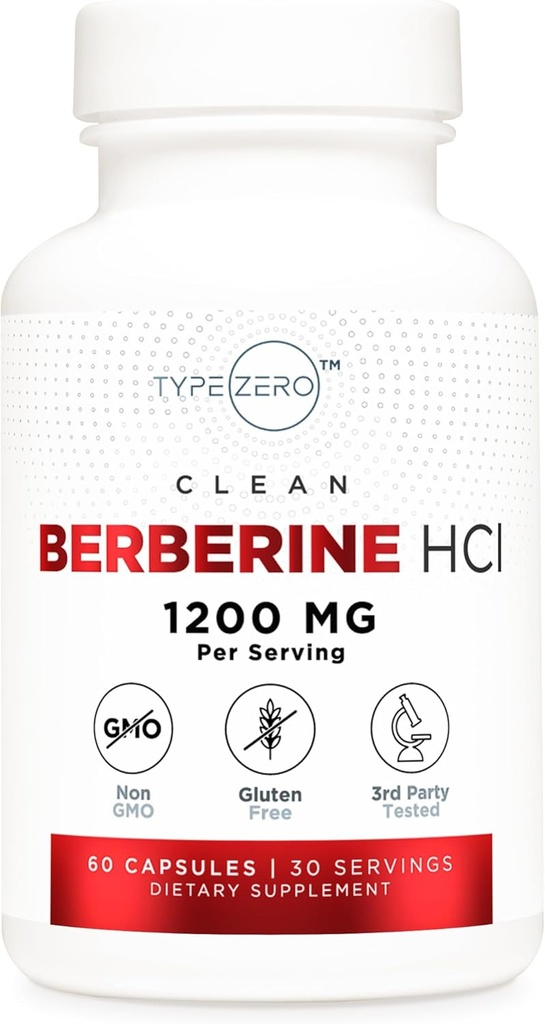 סוג Zero Berberine HCL 1200 מ"ג 60 קפסולות - נקי, non-GMO,ten גלוקוז חינם תוספת