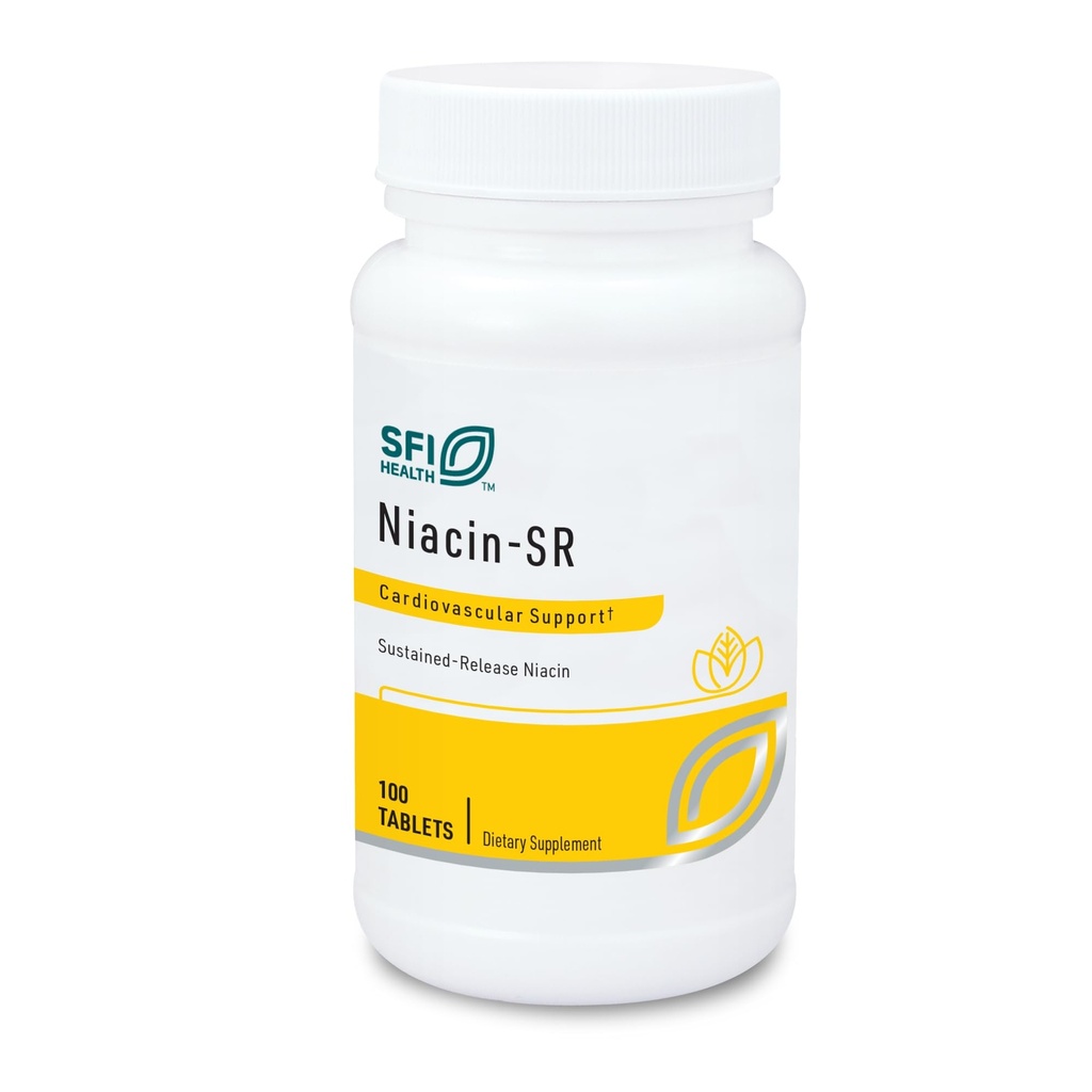 Klaire Labs SFI Health Niacin-SR - 500 מיליגרםs Sustained לשחרר ויטמין B3 כדי למנוע Flush, מותאם Dose & Hypoallergenic (100 טבליות מסומנים)