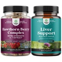 Bundle של תוספת כוח הותורן ברי קפסולות - Extraction and Heart Health Supplement and Liver ניקויse ו Detox & תיקון פורמולה - Herbal Liver Support Supplement