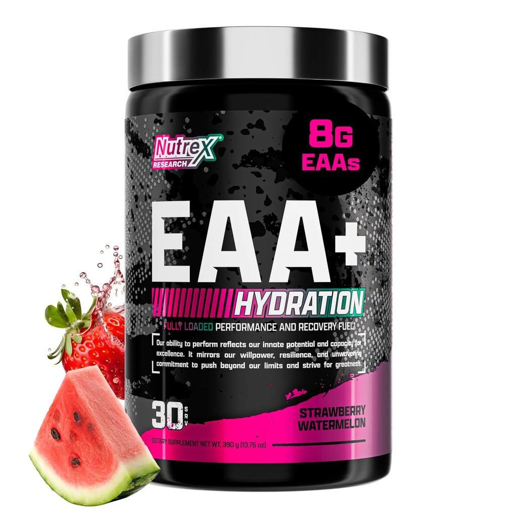 Nutrex Research EAA hydrotion | EAAs + BCAA אבקה | שריר התאוששות, כוח, בניית שרירים, אנדורנס | 8G Essential Amino Acids + Electrolytes | Strawberry Watermelon 30 המשרתים