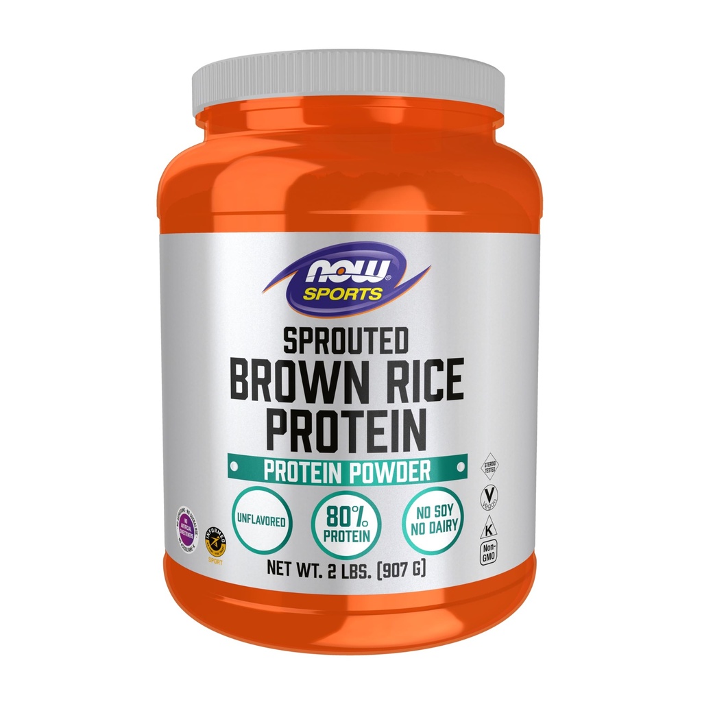 Now Foods Sports Nutrition, Spפנת חלבון אורז בראון, 80% חלבון, אבקת Unflavored, 2Pound