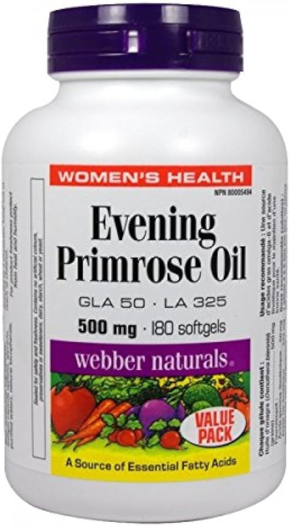 Webber Naturalsᆴ Evening Primrose Oil 500 מ"ג 180 רכות