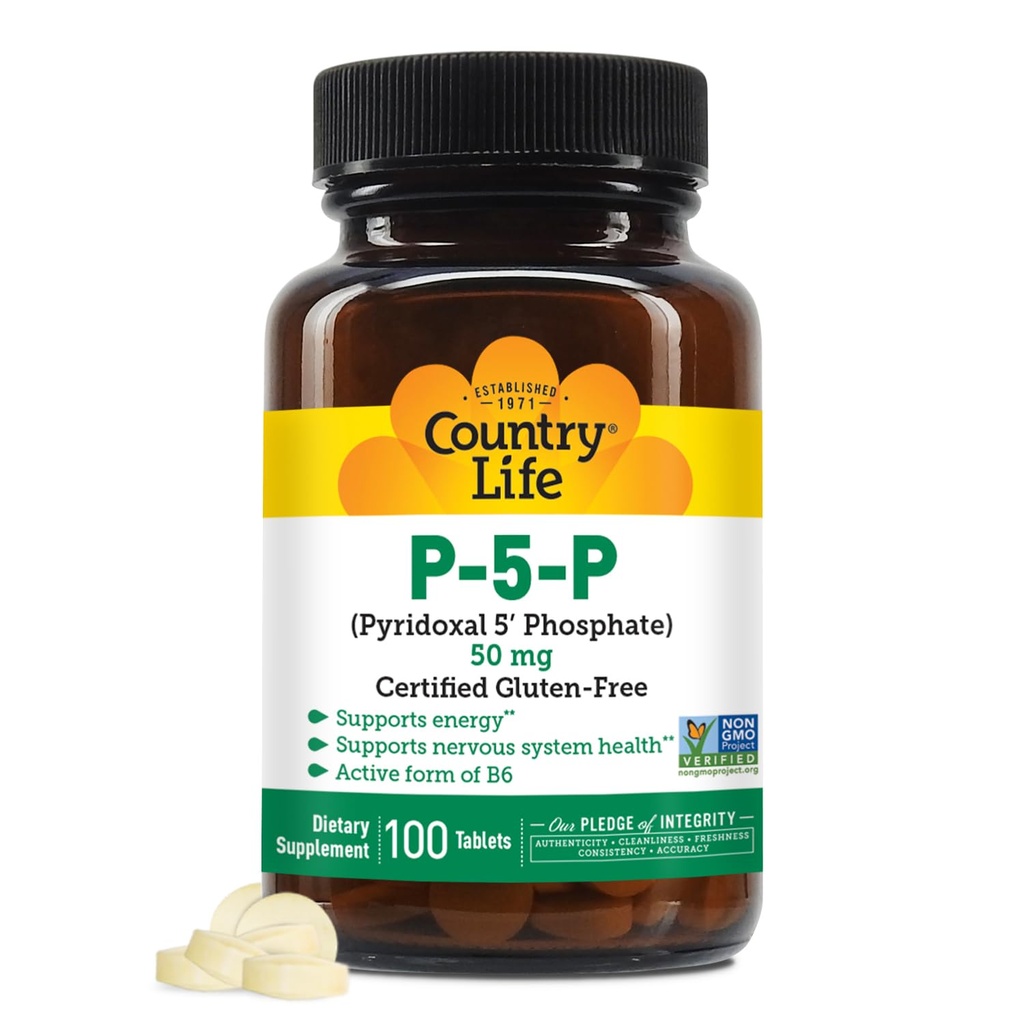 המדינה חיים P-5-P ויטמין B6 - Bioavailable Pyridoxal 5-Phosphate תוסף עבור אנרגיה, מערכת העצבים, ו Red Blood Cell growth - מוסמך Gluten חינם, טבעוני, non-GMO - 100 קפסולות