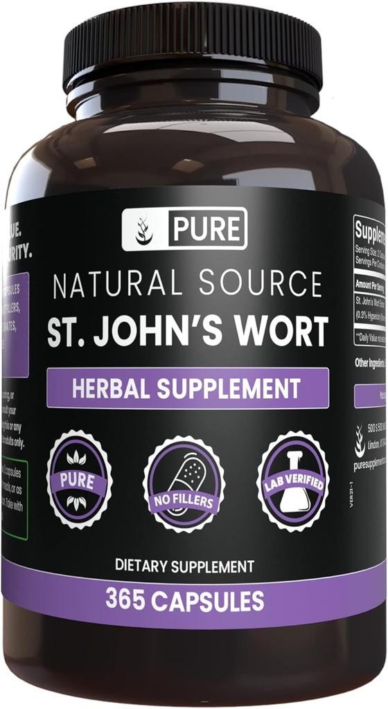 PURE ORIGINAL INGREDIENTS St. John's Wort (365 קפסולות) No Magnesium Or Rice Fillers, Always Pure, Lab מאומתת
