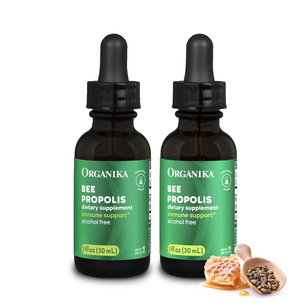 Organika Bee Propolis Tincture 1 oz x 2 Pack: ניקוי ו Vegan Propolis לחלץ עבור הגנה על הון, גרון ונשימה - חינם של גלוקוז, GMO, & Artificial Flavors - 20 Day Prop Drops אספקה