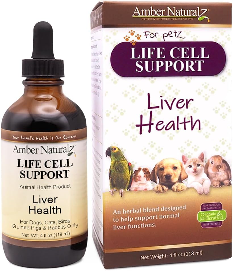 Amber NaturalZ Life Cell תומך בתוסף צמחי לכלבים, חתולים, ציפורים, ארנבים וגינאה חזירים; תומך בתפקוד Liver תקין ובריאות ליאמפטית