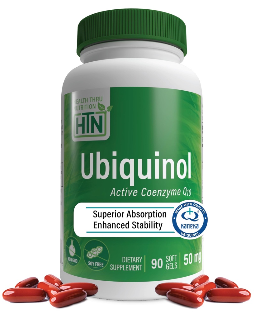 בריאות Thru Nutrition Ubiquinol 50 מ"ג 90 Softgels כמו Kaneka QH מופחת CoQ-10 | Stabilized - 3rd Party Tested