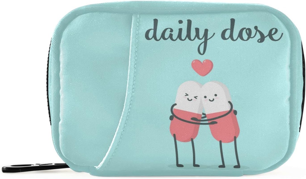 Naanle Cartoon Pills Heart Pill Box 7 Day Bag Racinger עם Zipper Portable Weekly Size עבור תוסף ויטמין Aקריקטורה Red Blue 4.6 x 3.14 x 1.88 Inch 0.12 ק"ג