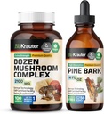 BIO KRAUTER Dozen Mushroom 100 כמוסות & Pine Bark Tincture 4 Fl. Oz.