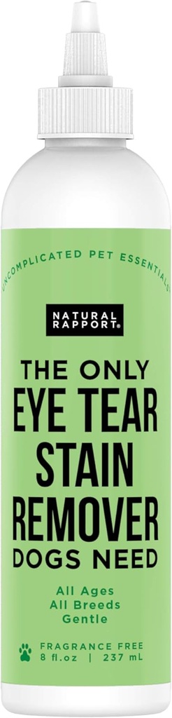 כלב רפפורט טבעי & Pet Tear Stain Remover - The Only Eye Tear Stain Remover Dogs Need - Dog and Cat Tears Stain Removing Treatment (8 oz).
