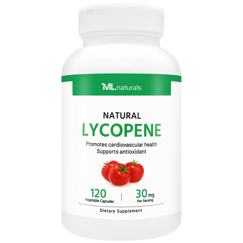 ML Natural Lycopene 30 מ"ג 120 קפסולות ירקות. תמיכה אנטי-חמצן & Immune, Cardiovascular Health & Prostate Health, NSF-Certified & cGMP-Compliant, Third-Party Lab נבדקה