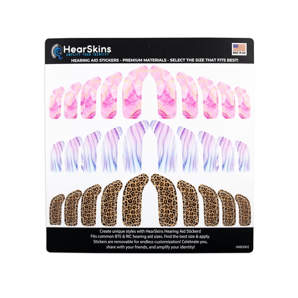 שימוע משקפי עזר, Fits BTE ו RIC Hearing Sizes Universal Designed - Endless Customization! בחרו מתוך מספר ולהגדיל את הזהות שלכם! (Marble)