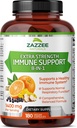 Zazzee תוספת כוח 8-in-1 Immune תמיכה, 1400 מ"ג לקפסולה, 180 קפסולות טבעוניות, 1000 מ"ג ויטמין C, 1000 IU D3, Zinc, Elderberry, Echinacea, Goldenseal, Turmeric, Astragalus, Made in the USA