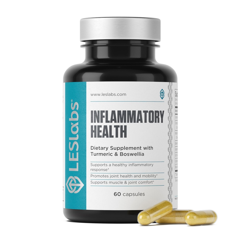 les Labs Inflammatory בריאות - תמיכה משותפת, תפקוד שרירים ומנוחה, ניידות - Turmeric, Boswellia, Quercetin, ג'ינג'ר & CoQ10 - Non-GMO - 60 קפסולות