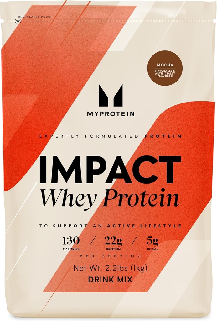 Myחלבון Impact Whey חלבון אבקת, 2.2 Lbs (31 משרתים) Mocha, 22g חלבונים ו 5g BCAA Per משרת, Shake for Superior Performance