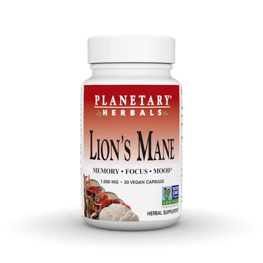 The Planetary Herbals Lion's Mane, for Memory, Focus, and Mood *, 1,000 מ"ג - 30 קפסולות טבעוניות
