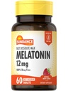 Sundance Melatonin 12 מ"ג | 60 טבליות דיסsolves | Natural ברי פלאמור | Vegetarian, non-GMO ו- Gluten Free Supplement