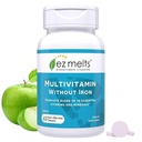 EZ Melts Dissolvable Multivitamin ללא ברזל, 18 ויטמינים ומינרלים כולל ויטמין A, ביוטין, ויטמין B12, ויטמין C, ויטמין D3, Zinc ועוד, Sugar-Free, 1-Month Supply - 1 Pack
