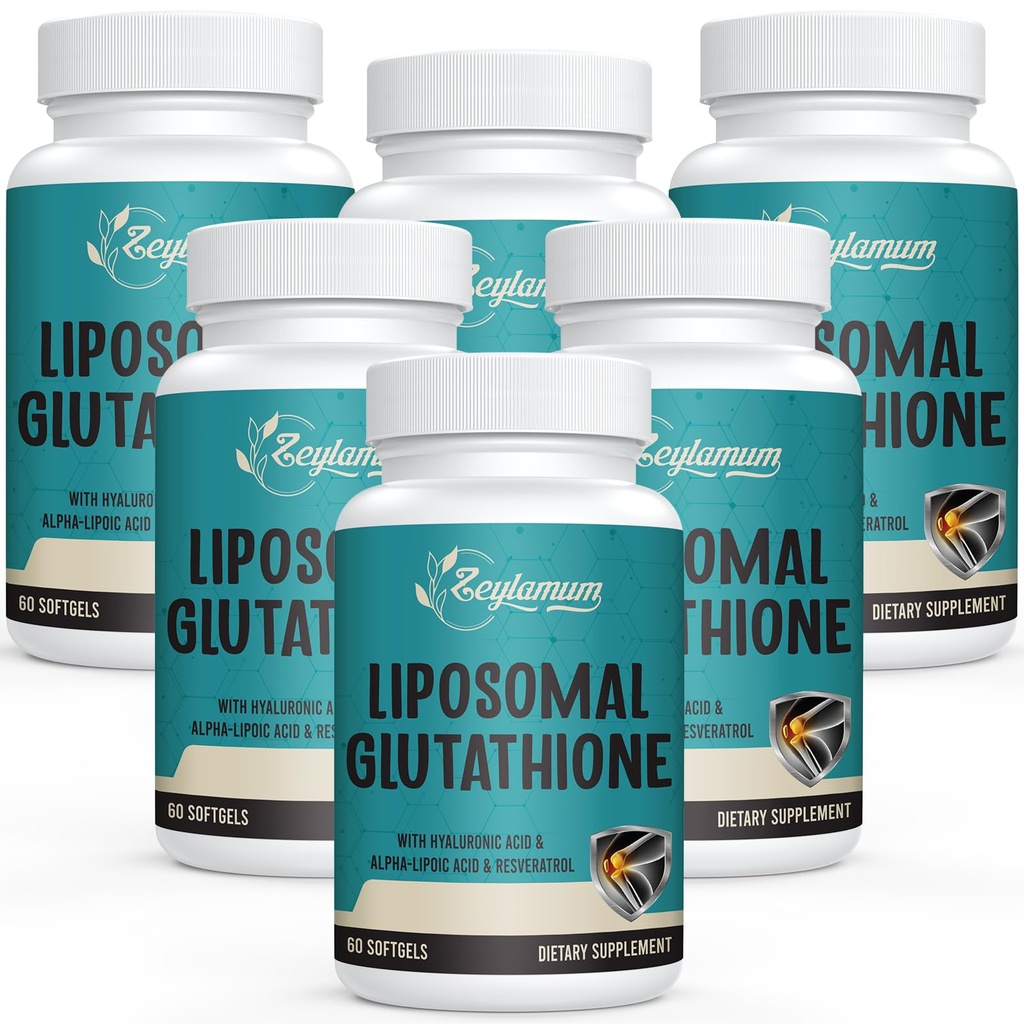 2400 MG Liposomal Glutathione Softgels, Max Absorption, Active Form L-Glutathione מופחת (GSH), עם Hyaluronic Acid, Resveratrol, Master Antioxidants for Detox, Brain, Immune System, 360 Softgels
