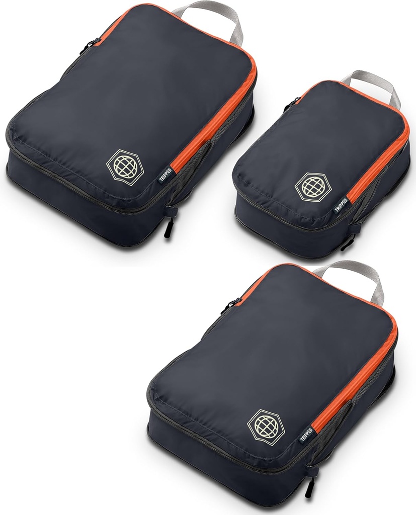 Compression Packing Cubes Set for Travel - Light Weight, Durable Clothes מאורגןer for Carry-On Luggage and Suitcases by TRIPPED Travel Gear