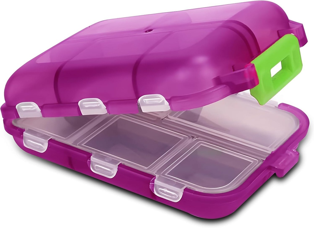 Travel Pill Box - Travel Pill Organer - קומפקטית Portable Pill Case עם 10 השוואתיות - Pill Case for Purse, Pocket - Durable Daily Pill מארגנת עבור ויטמינים, תוספים (Pink)