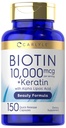 קרליל ביוטין 10000mcg | 150 קפסולות | Beauty Formula with Keratin | Non-GMO, Gluten Free Supplement