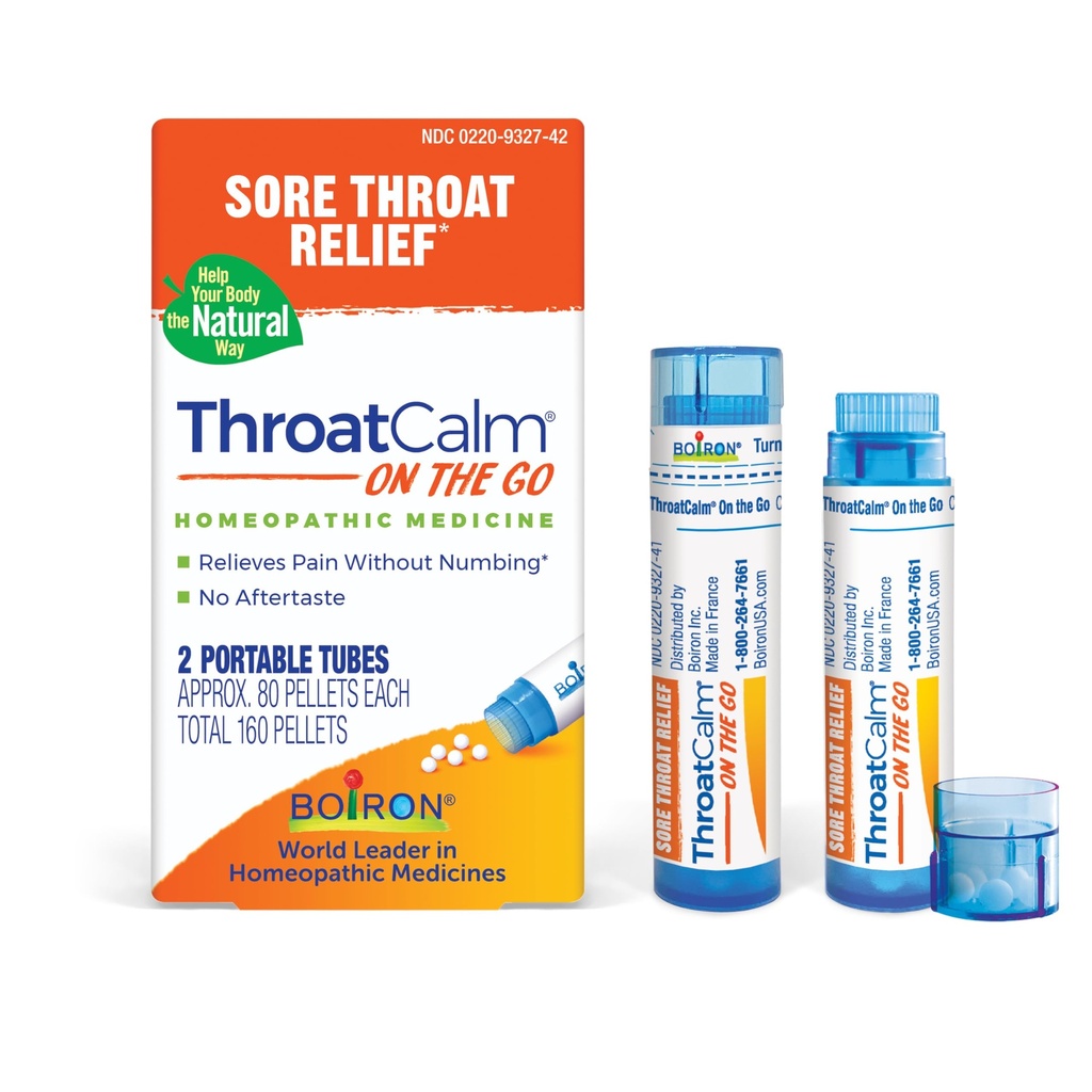 BoironגרוןCalm On The Go Travel Essential for Relief of Sore גרון, או שרידן, גרון אדום או יבש, Hoarseness - 2 Count (160 Pellets)