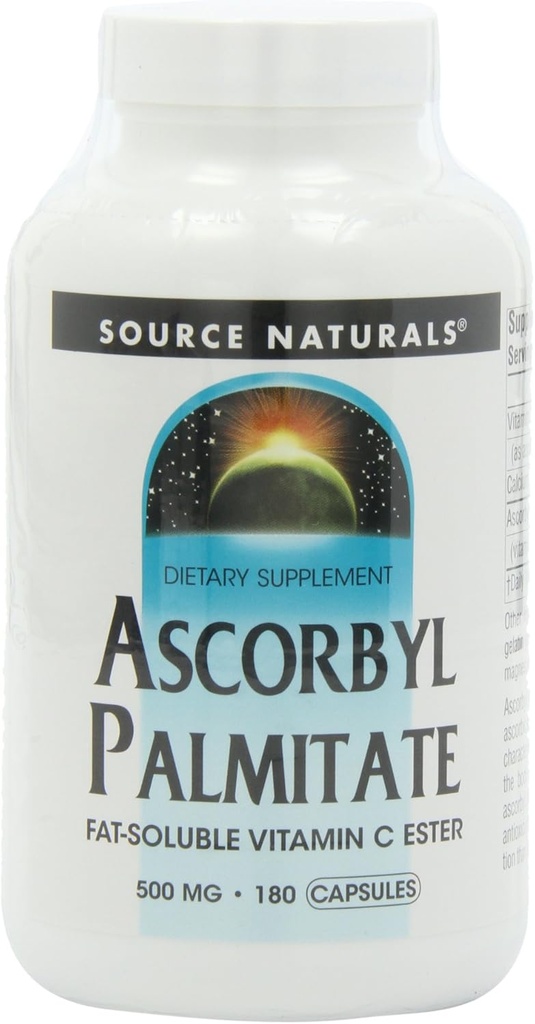 מקור טבעי Ascorbyl Palmitate 500 מ"ג, 180 קפסולות (Pack of 2)