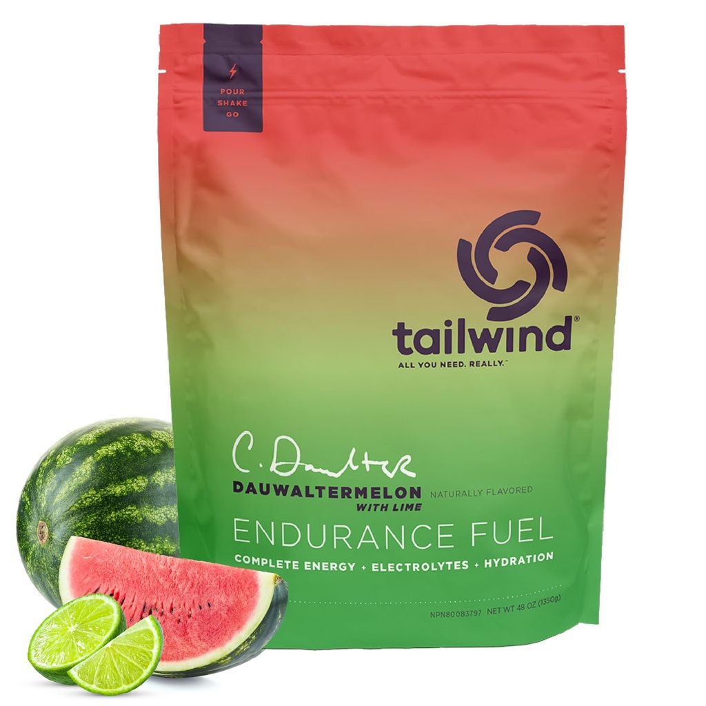 Tailwind Nutrition Endurance דלק, Carbohydrate & Electrolyte Sports Drink אבקת, Gluten-Free, טבעוני, Dauwatermelon, 50 משרתים