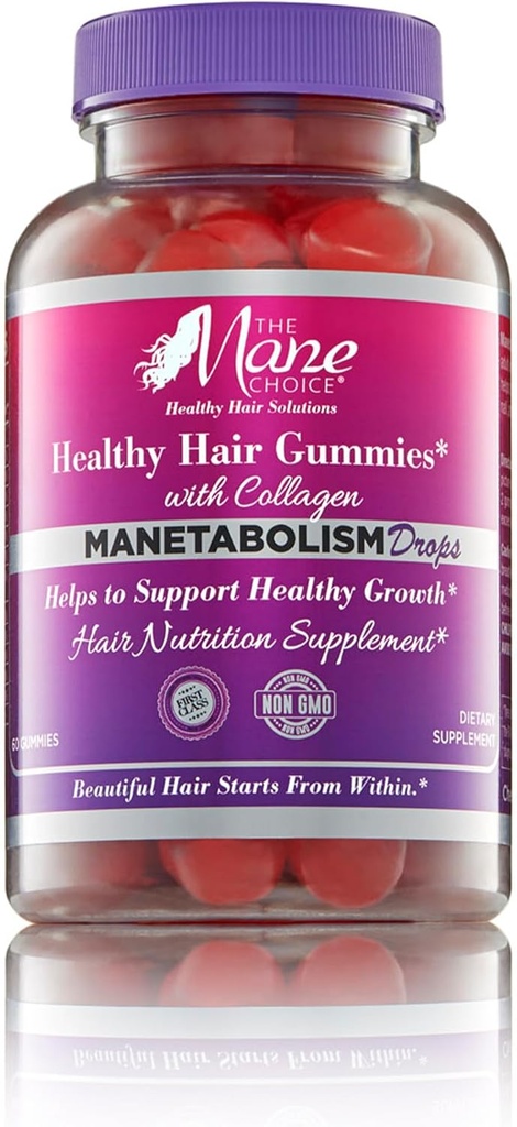 Mane Choice ManETABOLISM טיפות ויטמינים שיער בריא עם Collagen (60 חניכיים) שיער עור וציפורים ויטמינים, תוספי תזונה לשיער עבור נשים וגברים עבור Longer, Thicker ו- Healthier שיער שיער