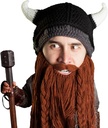 Head Viking Pillager - Original Handmade Knit Viking Horet ו-Removable Braided Brown / Black Bearded