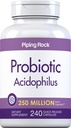 Piping Rock Probiotic Acidophilus קפסולות | 250 מיליון CFU | 240 גלולות | תוספי תזונה | Non-GMO, Gluten Freeten