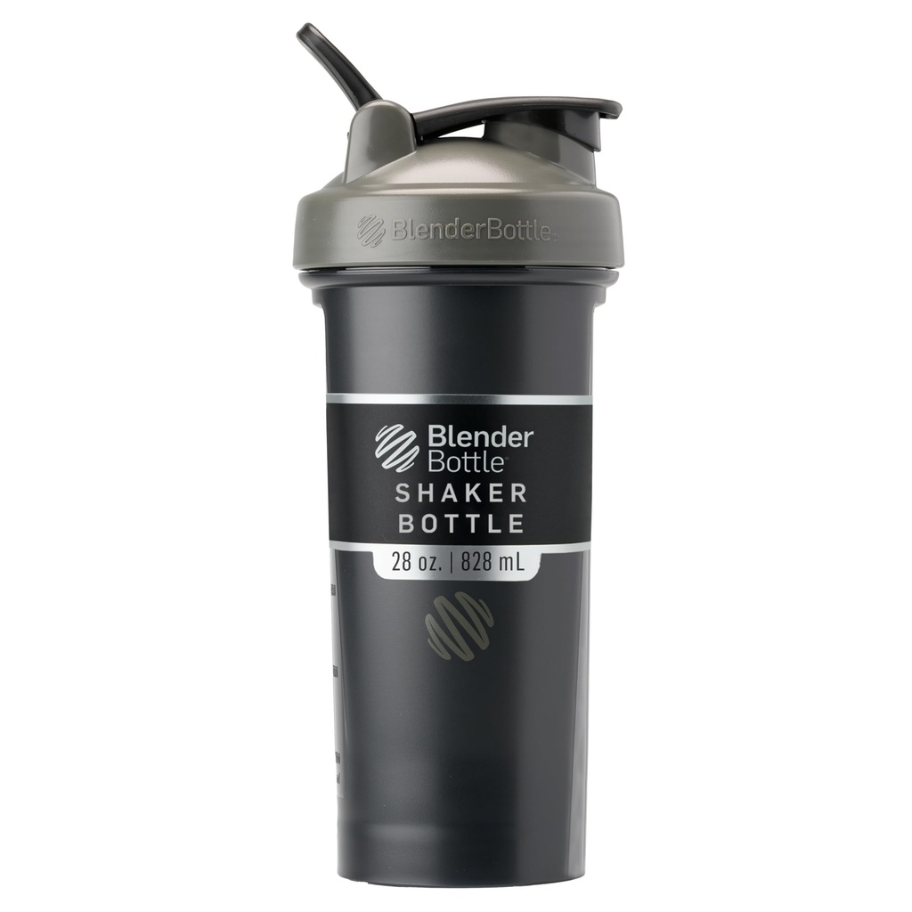 בלנדר בוטל קלאסי V2 Shaker בקבוק מושלם לשקיות חלבונים ו-Pre Workout, 28-Ounce, אפור / שחור, צל שחור