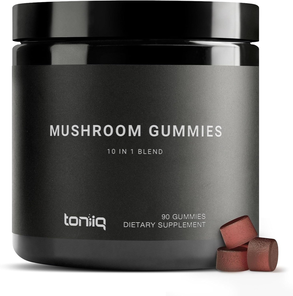 Mushroom Gummies - Ultra High Potency 10:1 Extract with Lion's Mane, Chaga & Reishi - Powerful 10Mushroom - מעבדה של צד שלישי נבדק - 90 חניכיים