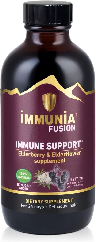 Immunia Fusion - לשפר את תמיכת החיסונים שלך. פורמולה עוצמתית המיוצרת עם זקני יער, פרחים מבוגרים ופירות כחולים עשירים בפוליפנולים. פורמולה נוגדת חמצון נרחבת (1-Pack)