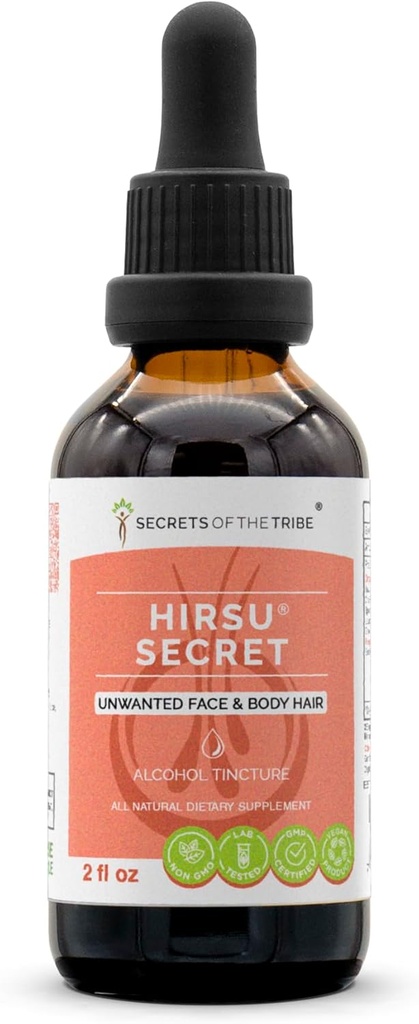 סודות השבט - Hisu Secret, Herbal תוסף Band Drops אלכוהול נוזל לחלץ, פנים לא רצוי שיער גוף (2 floz)
