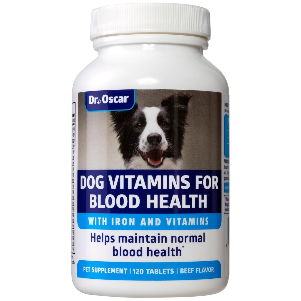 3in1 Blood Aid, Immunity & Energy for Dogs, תוסף ברזל לכלבים, מסייע לשמור על בריאות הדם, רמות תאים אדומים נורמליות ותפקוד קלטינג רגיל, 120 טבליות