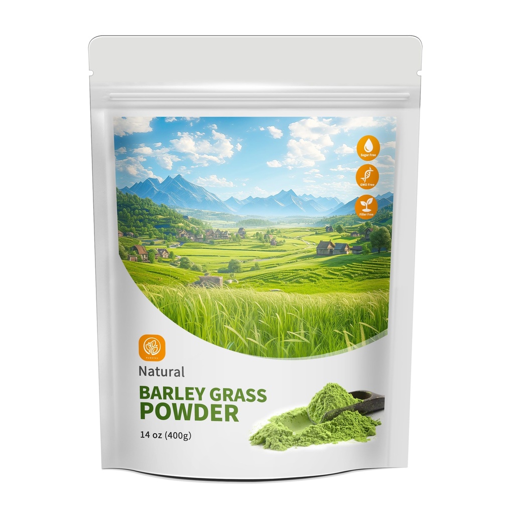 Hudetex Barley Grass Juice אבקת 14 oz - 100% אבקת חיטה טהורה, תומך Cardiovascular, Liver ו- Digestive פונקציונלי, טבעוני, No Maltodextrin & Sugar.