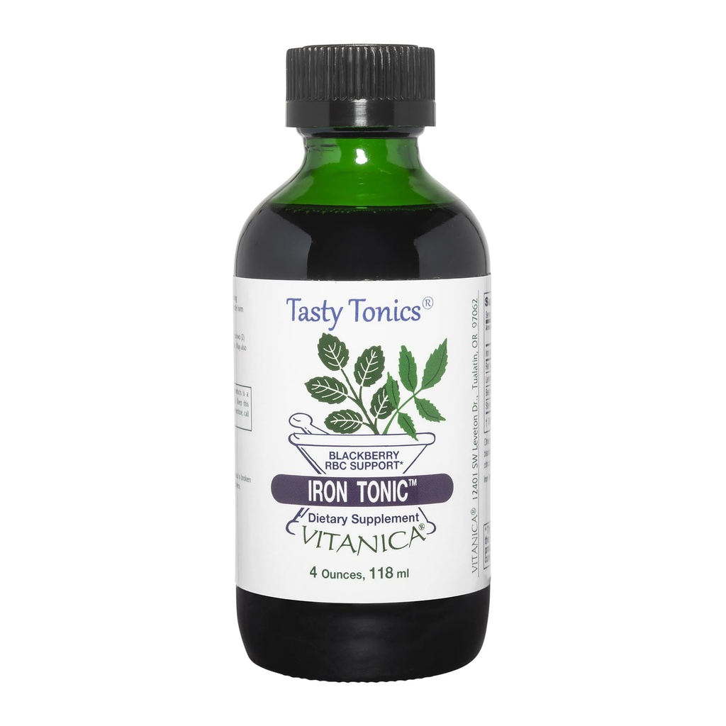Vitanica Iron Tonic, נוזל ברזל תוספת, Red Blood Cell Support, Vegan, 4 Ounce