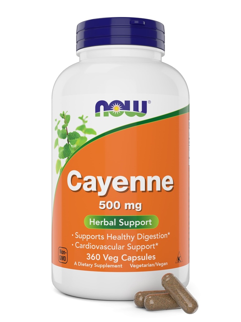 עכשיו קייאן (Capsicum annuum) 500 מ"ג, 360 Veg כמוסות