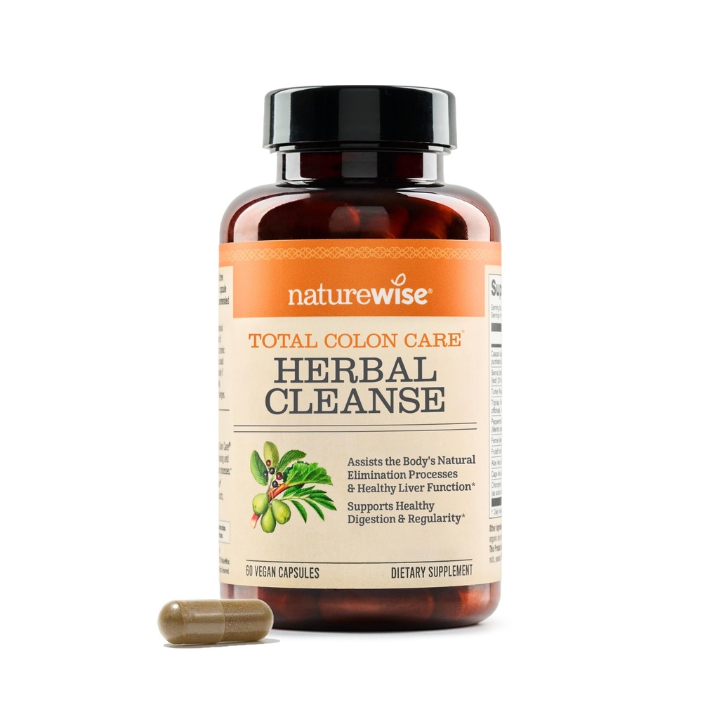 Naturewise Total Voice Care Herbal ניקוי - עם Prebiotics, הבוטנים, ואנטיoxidants - עבור תנועה רגילה של Bowel, Digest, Gut Health - טבעוני, Gluten-Free, non-GMO - 60 קפסולות.[2-Month Supply]